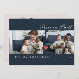 Moderne Peace On Earth Script 3 Foto Feestdagenkaart