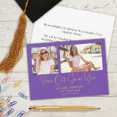 Moderne Peace Out 2 Foto 2022 Afstuderen Paars Aankondiging