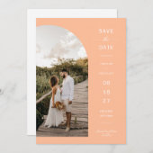 Moderne Peach Arch Photo QR-code Sla de datum op Kaart (Voorkant / Achterkant)