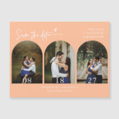 Moderne Peach Boho Save the Date Arch Fotomagneet (Voorkant)