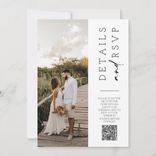 Moderne Peach Boho trouwfoto QR-code RSVP Kaart (Achterkant)