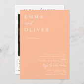 Moderne Peach Boho trouwfoto QR-code RSVP Kaart (Voorkant / Achterkant)