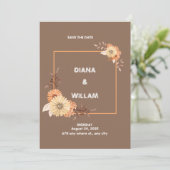 Moderne Peach Brown huwelijksuitnodiging Kaart (Staand voorkant)