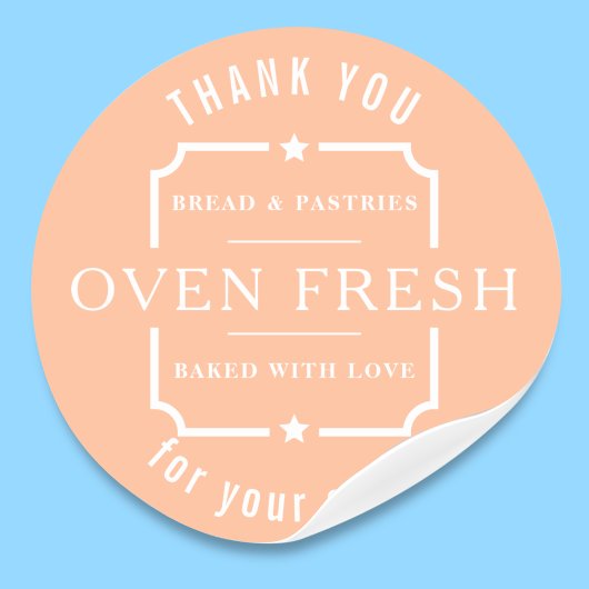 Moderne Peach Fuzz Dank u Bakkerij Ronde Sticker