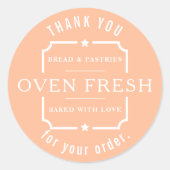 Moderne Peach Fuzz Dank u Bakkerij Ronde Sticker (Voorkant)