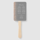 Moderne Peach Glitter Edge Grijs Trouwprogramma Handwaaier (Achterkant)