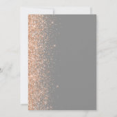 Moderne Peach Glitter Edge Grijze bruiloft Kaart (Achterkant)