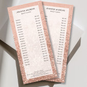 Moderne peach Glitter Salon Price List-rackkaart Reclamekaart