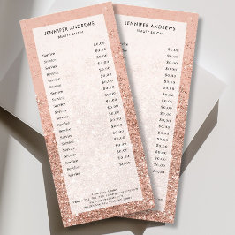 Moderne peach Glitter Salon Price List-rackkaart Reclamekaart