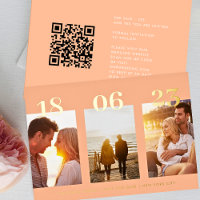 Moderne Peach GOLD DATE Drie foto opslaan de datum