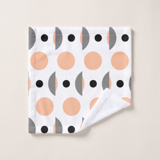 Moderne Peach Grey Circle Dot Bad Handdoek (Wasdoekje)