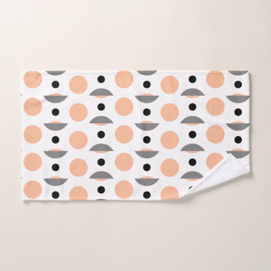 Moderne Peach Grey Circle Dot Bad Handdoek (Handdoek)