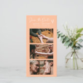Moderne Peach Photo Booth Strip QR-code Save The Date (Staand voorkant)