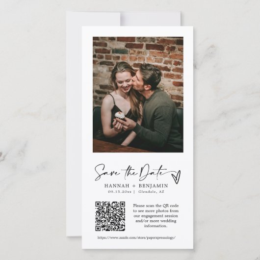 Moderne Peach Photo Booth Strip QR-code Save The Date (Achterkant)
