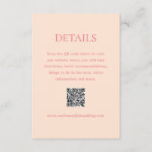 Moderne Peach QR Code Elegante bruiloft Informatiekaartje (Voorkant)