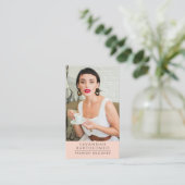Moderne Peach Roze Professionele Bedrijfsfoto Visitekaartje (Staand voorkant)