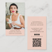 Moderne Peach Roze Professionele Bedrijfsfoto Visitekaartje (Voorkant / Achterkant)