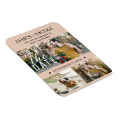 Moderne Peach Save the Date Wedding 3 Foto's Magneet (Rechterzijde)