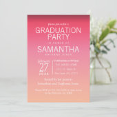 Moderne Peach Summer Gradient Graduation Party Kaart (Staand voorkant)