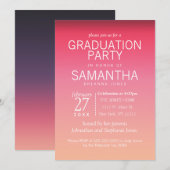 Moderne Peach Summer Gradient Graduation Party Kaart (Voorkant / Achterkant)