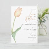 Moderne Peach Tulip Love in Bloom Shower Kaart (Staand voorkant)