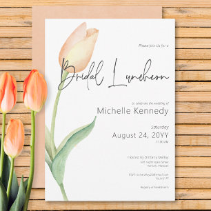 Moderne Peach Tulip Solo Bruidslunch Kaart