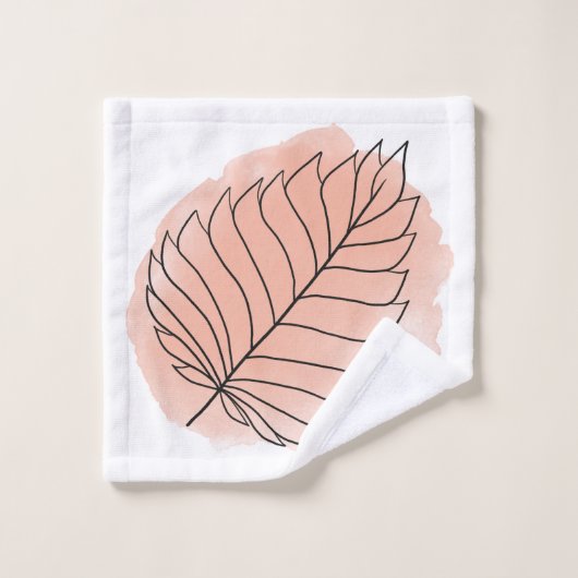 Moderne peach, White en Black Polka Dots and Leaf Bad Handdoek (Wasdoekje)