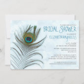 Moderne Peacock Feather Bridal Shower Invitations Kaart (Voorkant)