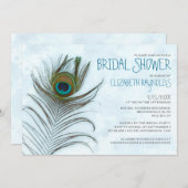 Moderne Peacock Feather Bridal Shower Invitations Kaart (Voorkant / Achterkant)