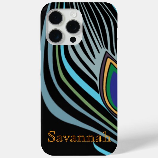 Moderne Peacock Feather gepersonaliseerde Damask i Case-Mate iPhone Case (Achterkant)