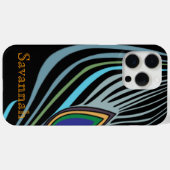 Moderne Peacock Feather gepersonaliseerde Damask i Case-Mate iPhone Case (Achterkant (horizontaal))
