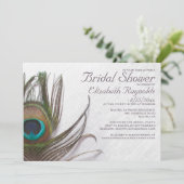 Moderne Peacock Feathers Bridal Shower Invitations Kaart (Staand voorkant)
