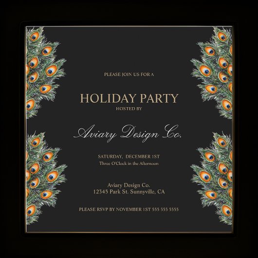 Moderne Peacock Feathers Corporate Kerstfeest Kaart