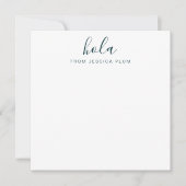 Moderne Peacock Green Hola Correspondentie Notitiekaartje (Voorkant)