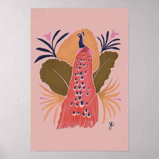 Moderne Peacock Wall Art Poster (Voorkant)