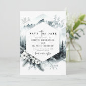 Moderne Peak Mountain bruiloft Save The Date (Staand voorkant)