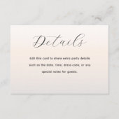 Moderne Pearl Script Verjaardagsfeest Details Informatiekaartje (Voorkant)