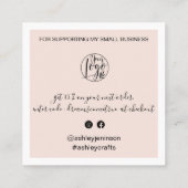 Moderne penseel bedankt u script blush roze vierkante visitekaartje (Achterkant)