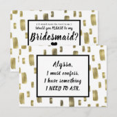 Moderne penseel goudkoper Bronze zijn mijn Bridesm RSVP Kaartje (Voorkant / Achterkant)