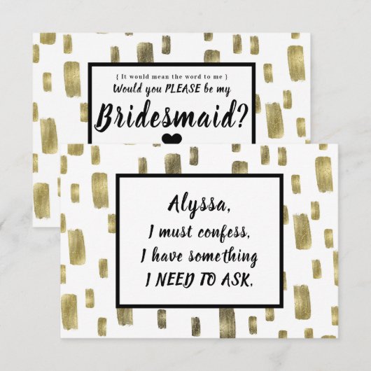 Moderne penseel goudkoper Bronze zijn mijn Bridesm RSVP Kaartje (Voorkant / Achterkant)