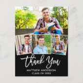 Moderne penseel lettertype afstudeerfoto 4 bedankt briefkaart (Voorkant)