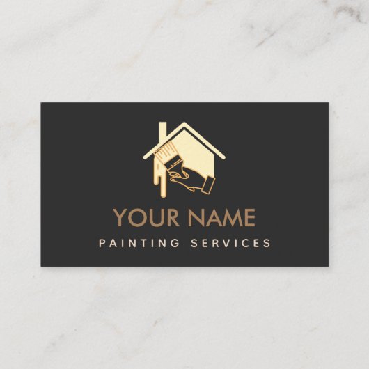 Moderne penseel penselen Neutrale crème en zwart s Visitekaartje (Voorkant)