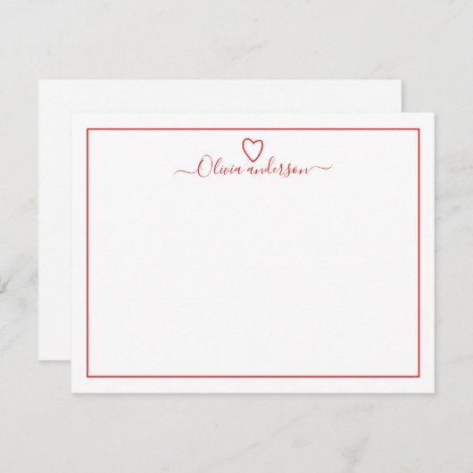 Moderne penseel rood hart persoonlijke notitiekaar notitiekaartje (Voorkant / Achterkant)