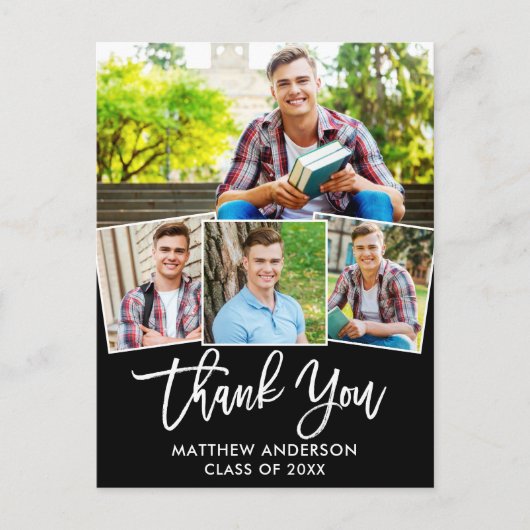Moderne penseel schrift afstudeer 4 foto dank je briefkaart (Voorkant)