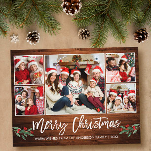 Moderne, penseel, script, 5 kerstfeest briefkaart