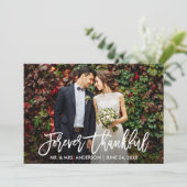 Moderne Penseel Script-hout voor altijd Thankful K Kaart (Staand voorkant)