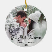 Moderne Penseel voor penseel Manuscript Onze eerst Keramisch Ornament (Voorkant)