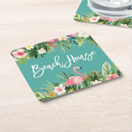 Moderne penseelbox met tropisch hout kartonnen onderzetters (Schuin)