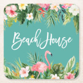 Moderne penseelbox met tropisch hout kartonnen onderzetters (Voorkant)