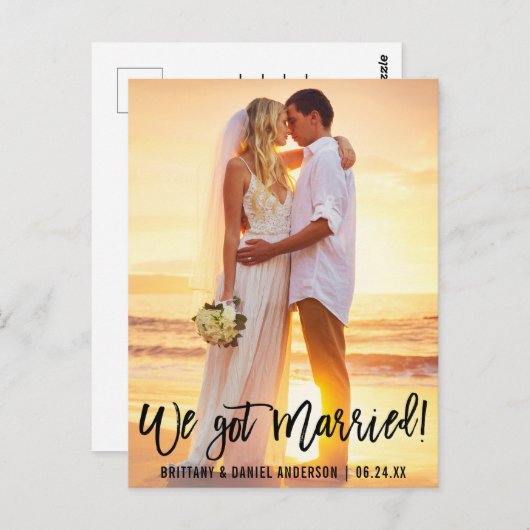 Moderne Penseelfoto voor penseel, we zijn getrouwd Briefkaart (Voorkant / Achterkant)